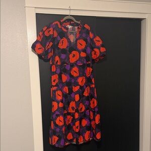 Mud Pie Red and Purple Floral Midi Dress